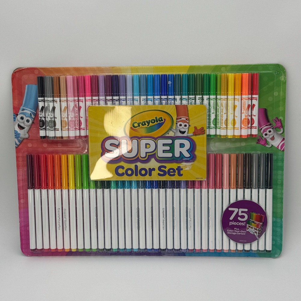 Crayola Super Color Set‎ 75 Piece Art Kit Washable Marker Set Kids Crafts NEW